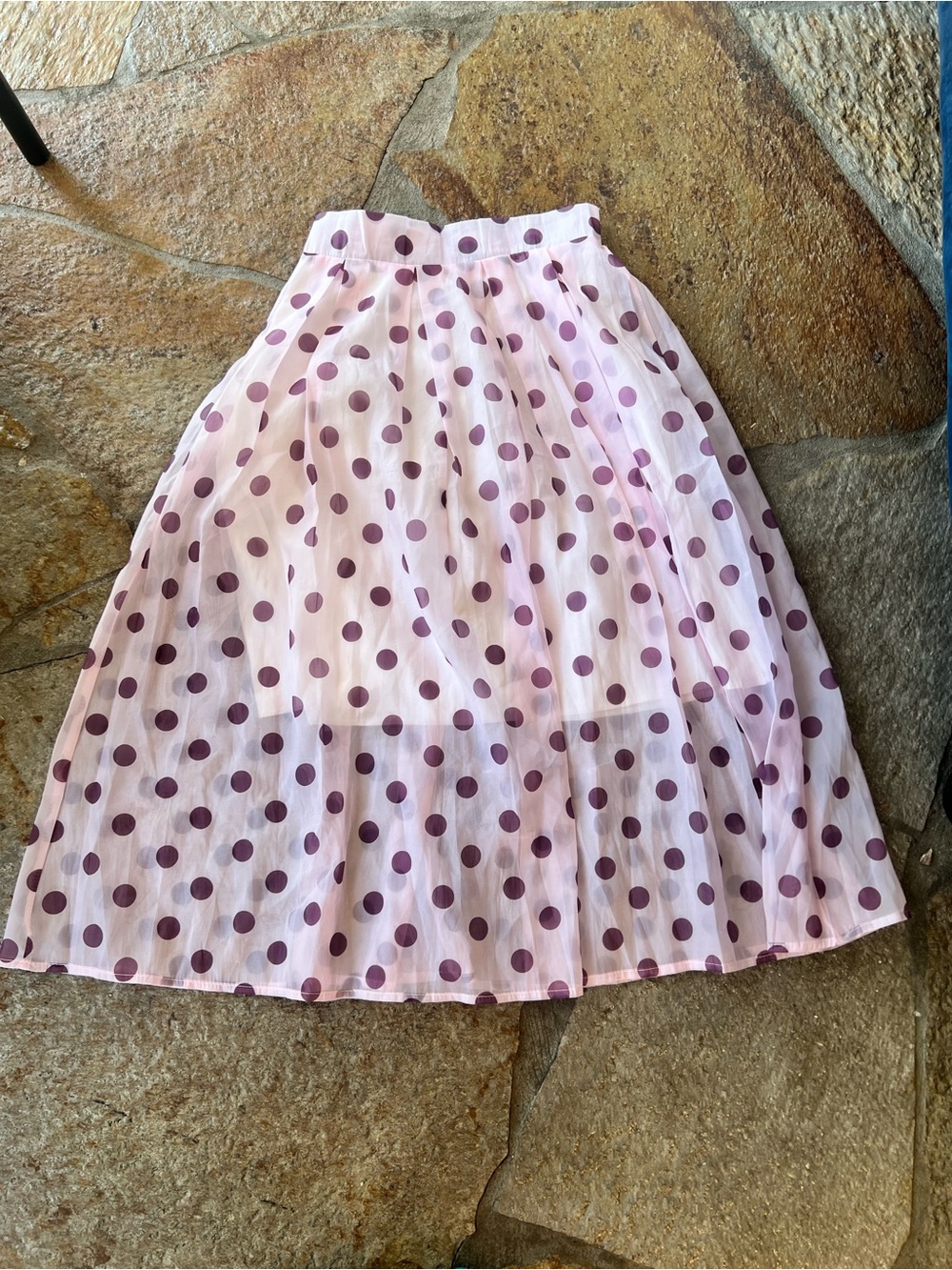 Pink Polka Dot Midi Skirt - Unbranded